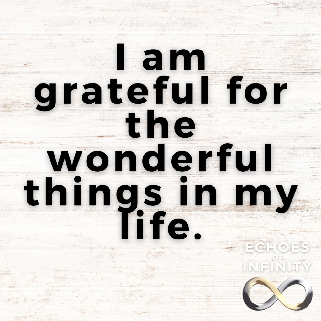 I am grateful for the wonderful things in my life.